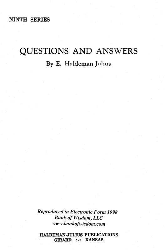 Questions And Answers, Vol. 9.